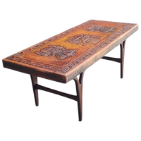 Angel Pazmino Teak En Leder Salontafel 1960s
