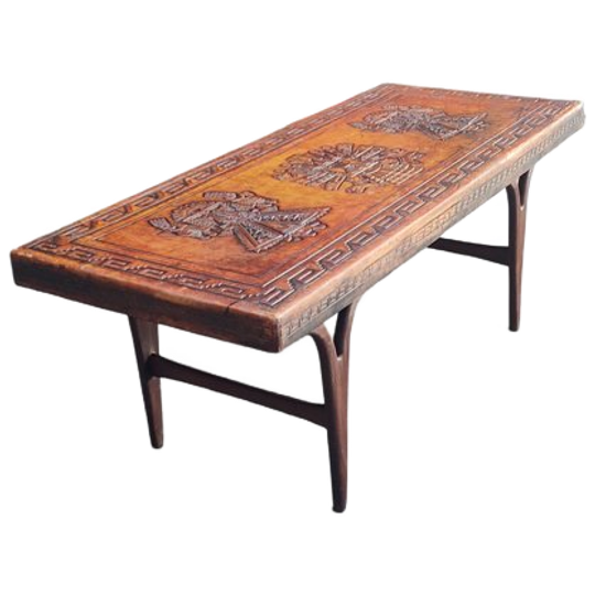 Angel Pazmino Teak En Leder Salontafel 1960s 1