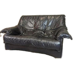 Vintage Zwart Leren Design Bankstel 2 Zitsbank thumbnail 1