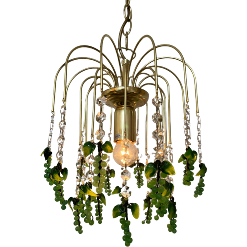 Groene Murano Druiven Kroonluchter Hanglamp Kristal Vintage