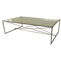 Vintage Postmodern Glas En Metaal Salontafel