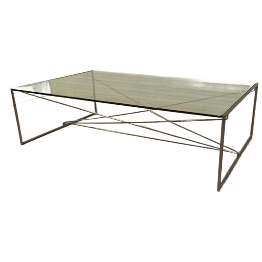 Vintage Postmodern Glas En Metaal Salontafel 1