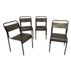 Vintage Postmodern Set Van 4 Metalen Stoelen, Zwart thumbnail 1