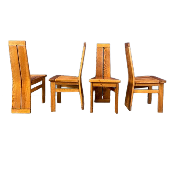 Set Of 4 Brutalist Oak Dining Chairs, 1970s 1