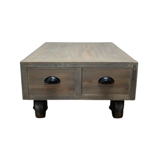 Industriële Verrijdbare Salontafel Of Planten-koffietafel Met 4 Lades 1