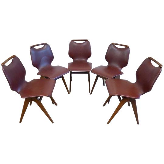 Set Van 5 Vintage Retro Stoelen 1