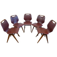 Set Van 5 Vintage Retro Stoelen