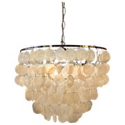 Vintage Capiz Schelpen Hanglamp Lamp Opaline Parelmoer