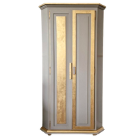 Unieke Handgeschilderde Hoekkast/ Kast In Taupe En Goud