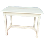 Brocante Vintage Landelijke Eikenhouten Witte Eettafel Tafel thumbnail 1