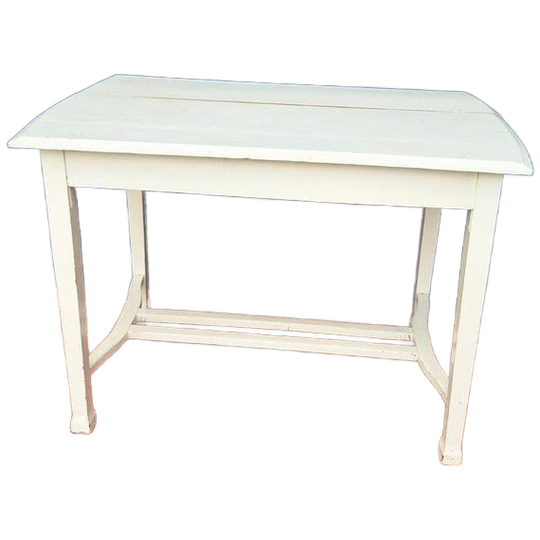 Brocante Vintage Landelijke Eikenhouten Witte Eettafel Tafel 1