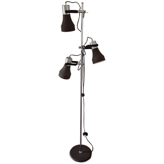 Vloerlamp - Spotlamp - Sta Lamp - Ca.1970 - Bruin - 3 Spots - Vintage 1