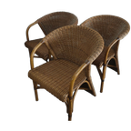 Vintage Jaren 70 Rohé Design Rotan/pitriet Fauteuil/stoel(en) thumbnail 1