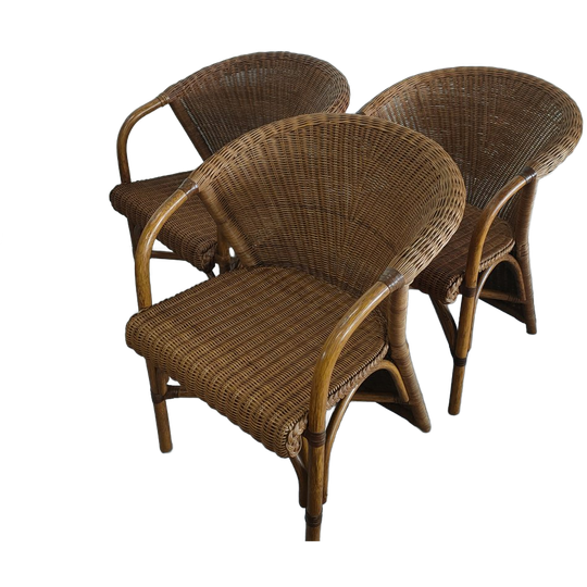 Vintage Jaren 70 Rohé Design Rotan/pitriet Fauteuil/stoel(en) 1