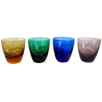 4x Vintage Gekleeurd Glas Borrelglazen