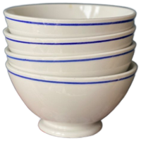Sarreguemines Set Van 4 Vintage Kommen Wit Met Blauwe Rand
