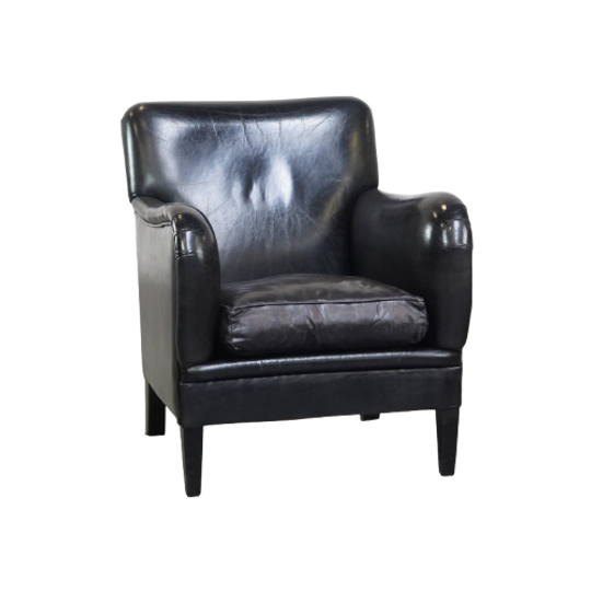 Luxe En Comfortabele Schapenleren Fauteuil In Een Unieke, Statige Zwarte Kleur 1
