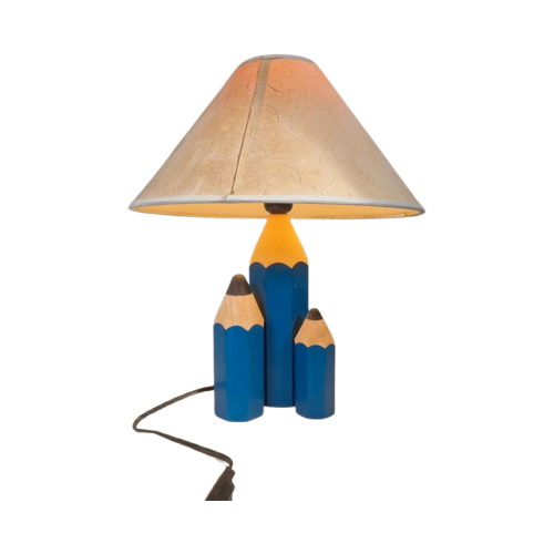 Vintage Jaren 80 Houten Potlood Lamp Pop Art Tarogo