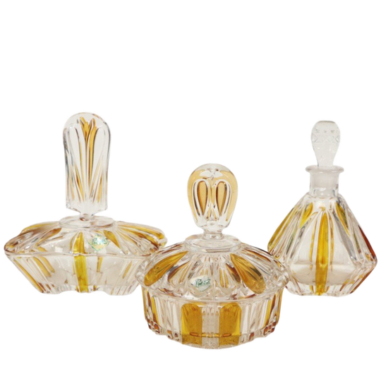 Vintage Phönix Amber Toiletset Parfumset Boudoir Bleikristal 1
