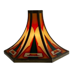 Art Deco / Amsterdam School - Stained Glass Wall Sconce - Bronze Frame - In The Style Of Tuschins thumbnail 1