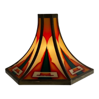 Art Deco / Amsterdam School - Stained Glass Wall Sconce - Bronze Frame - In The Style Of Tuschins