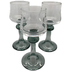 Set Vintage Kristal Glaasjes Grijs/blauwe Voet 3 Stuks thumbnail 1