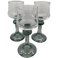 Set Vintage Kristal Glaasjes Grijs/blauwe Voet 3 Stuks