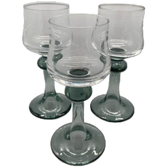 Set Vintage Kristal Glaasjes Grijs/blauwe Voet 3 Stuks 1