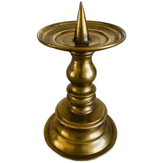 Antieke Zware Messing Baluster Kandelaar 1920’s 1