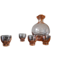 Vintage Frans Likeursetje, Karaf 15 Cm Hoog, 4 Shotglaasjes 4cm Hoog