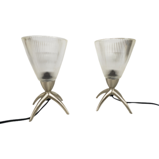 Gebr. Kemner - Glas - Metaal - Tafelampen - 2 (set) - 3e Kwart 20e Eeuw 1