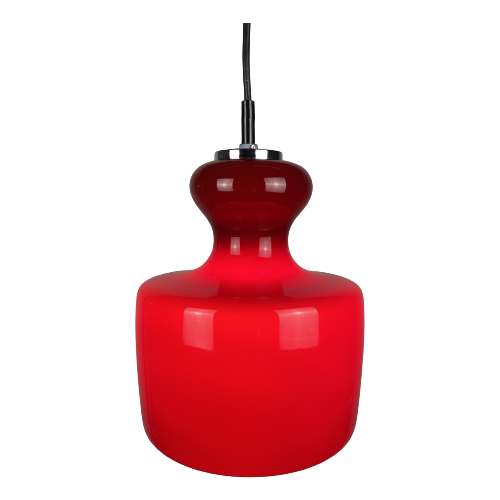 Cherry Red Glass Pendant Light By Peill And Putzler 1960