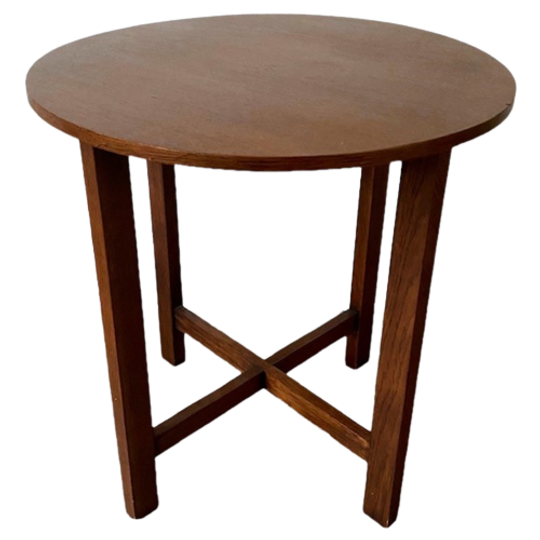 Vintage Ronde Bijzettafel Jaren 30 Plantentafel 1