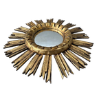 Vintage Convex Sunburst Mirror – Wood thumbnail 1