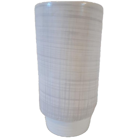 50's Vintage Bloempot Hoge Grijs Witte Retro Pot 1