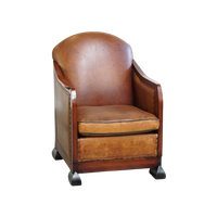 Unieke, Statige, Comfortabele Schapenleren Art Deco Design Fauteuil