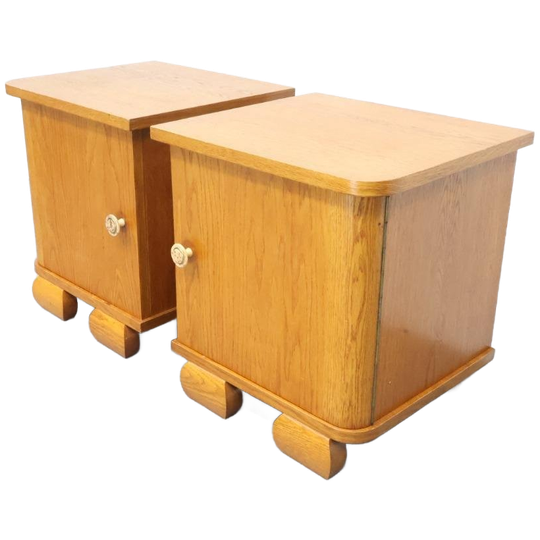 Vintage Nachtkastjes Eiken Jaren '50 1