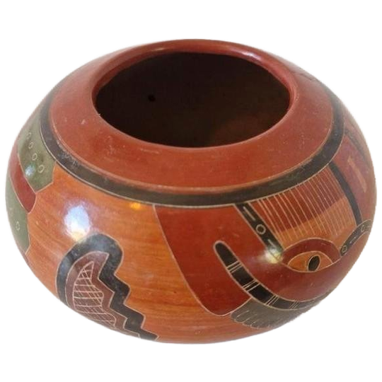 Terracotta Vaas Zuid Amerikaan Nicaragua Vintage Vaas 1