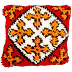 Vintage Wollen Kussen Smyrna Kussen Jaren 60 thumbnail 1