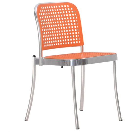 Design Kantinestoel Depadova (designed By Vico Magistretti ), Oranje-chroom, 4-poot Onderstel 1