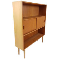 Vintage Deense Eiken Fineer Wandkast | Kast Schuifdeuren
