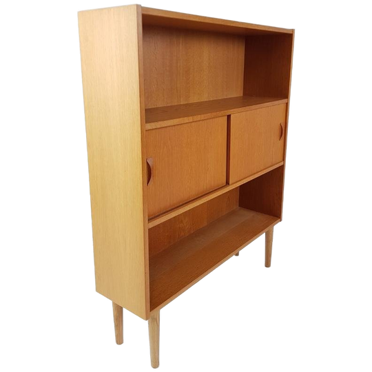 Vintage Deense Eiken Fineer Wandkast | Kast Schuifdeuren 1