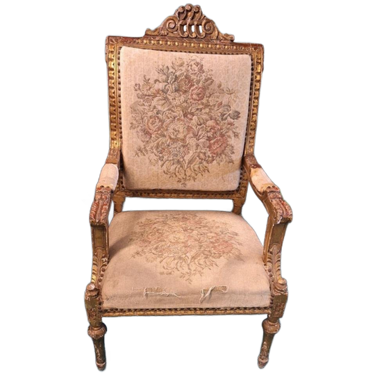 Antieke Stoel/Fauteuil Om Op Te Knappen Of Om Zo Te Plaatsen 1