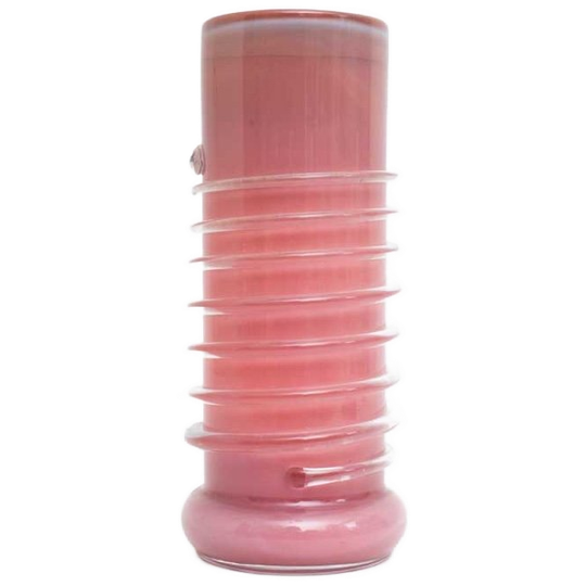 Glazen Vaas Roze Spiraal 80s - Tarnowiec Polen 1