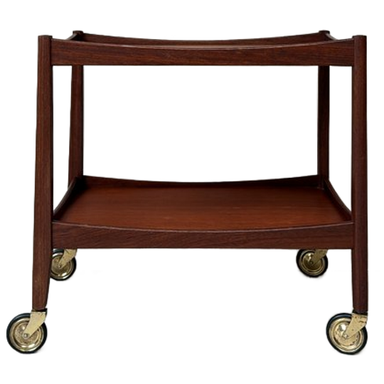 Vintage Teak Houten Trolley / Serveerwagen Op Wieltjes 1