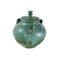 Vintage Pottery With Triple Handled Lidded Urn