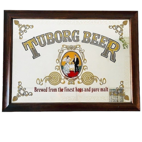 Vintage Tuborg Bierreclame Spiegel 1970’s 1