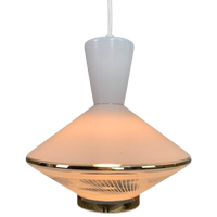 Hanglamp, Met Glazen Kap In Ufo Model, Jaren 50