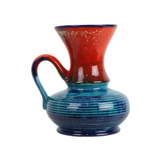 Zeldzame Bay Vaas Blauw Rood West Germany Vintage 79-25 1