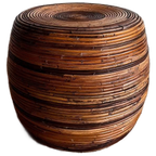 Rotan Bamboe Kruk Bijzettafel Vintage Crespi Stijl thumbnail 1